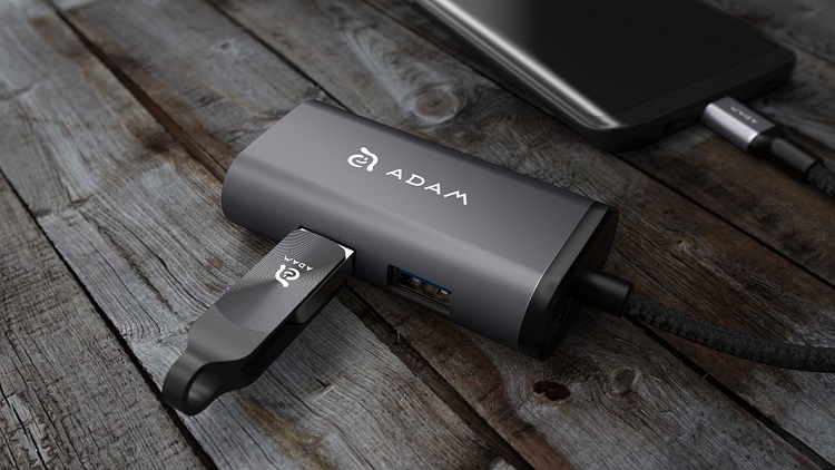 هاب سه پورت USB-C ادم المنتس Adam Elements CASA Hub eC301 Adapter USB-C to Lan 3 Port Gray