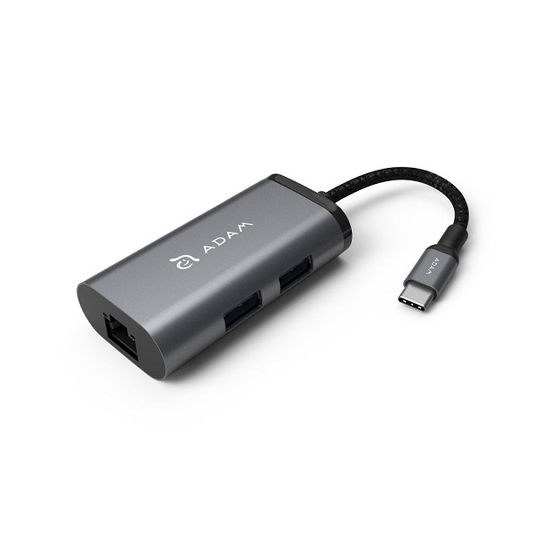 هاب سه پورت USB-C ادم المنتس Adam Elements CASA Hub eC301 Adapter USB-C to Lan 3 Port Gray