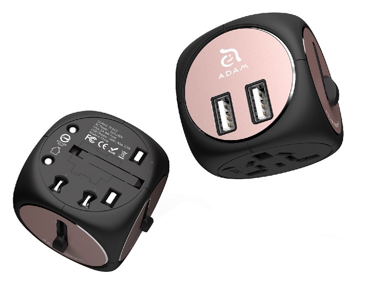 شارژر و آداپتور مسافرتی ادم المنتس Adam Elements TA502 Travel Adapter Black/Rose Gold