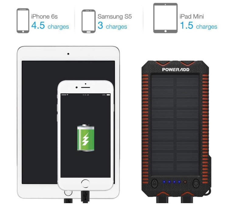 شارژر همراه خورشیدی پاور اَددمدل Apollo 2 Solar Charger ظرفیت 12000 میلی آمپر ساعت